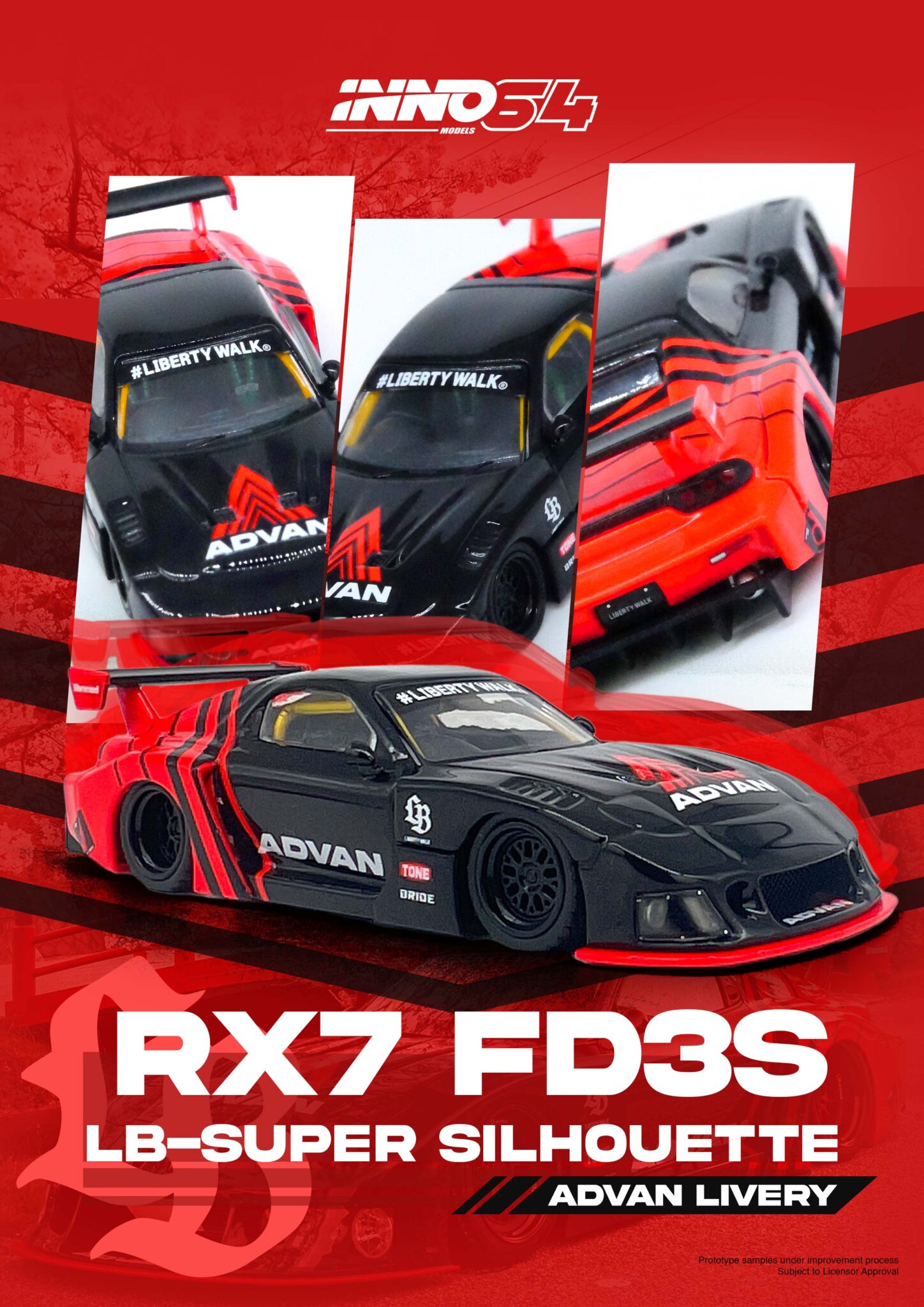 LBWK Mazda RX7 (FD3S) LB Super Silhouette *Advan Livery*, black/red ...