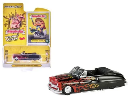 1/64 1950 Mercury Eight Convertible Lowrider ( Menacing Monica) *Garbage Pail Kids Series 7*, black/red/yellow