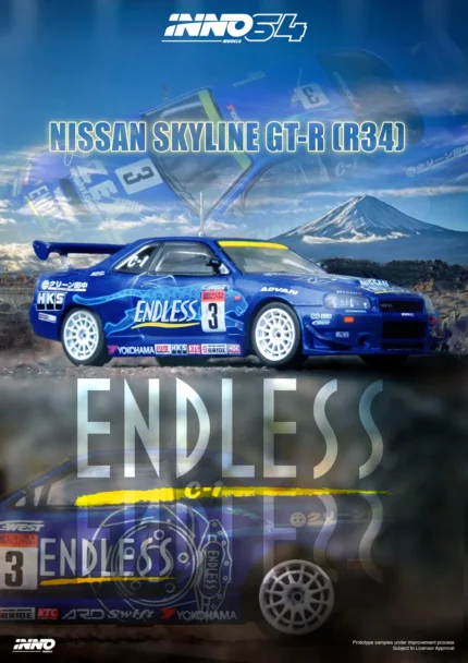 1/64 Nissan Skyline GT-R (R34) #3 *Endless Advan* Super Taikyu Series 2002 Winner, blue