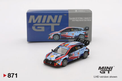 1/64 2024 Hyundai I20 N Rally 1 Hybrid #11 Winner Rally Monta Carlo, blue/red/purple
